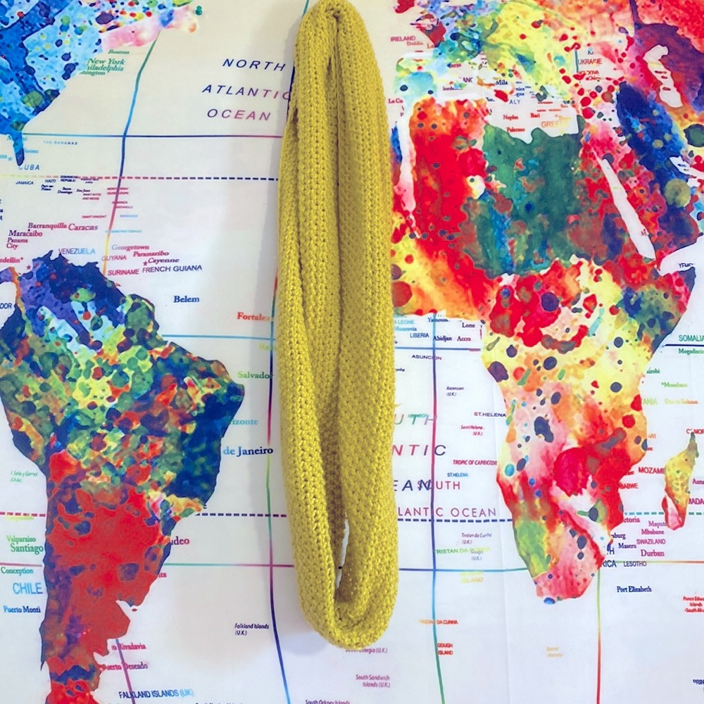 Yellow knit infinity scarf